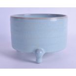 A CHINESE JUN WARE PALE BLUE GLAZED BRUSH WASHER with ribbed body. 13 cm wide.
