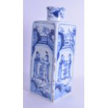A GOOD EARLY 18TH CENTURY CHINESE BLUE AND WHITE SQUARE FORM VASE Kangxi/Yongzheng, painted with
