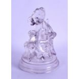 A RARE DAVIDSONS PRESSED GLASS FIGURE OF PUNCH modelled upon a circular base. 17.5 cm high.