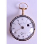 A FINE 19TH CENTURY 18CT YELLOW GOLD AND RED ENAMEL VERGE POCKET WATCH by Patry & Chaudoir, the case