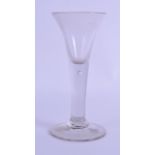 A PLAIN 18TH CENTURY GLASS with air bubble to stem. 16 cm high.