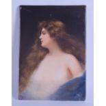 A LATE 19TH CENTURY VIENNA PORCELAIN PLAQUE painted with a female with her breasts exposed,