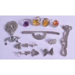 A BAG OF ASSORTED SILVER JEWELLERY including amethyst rings etc. (qty)