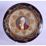 AN EARLY 20TH CENTURY AUSTRIAN VIENNA PORCELAIN PLATE painted with a central portrait of a female