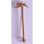 A 15CT GOLD HARE TIE PIN. 7.7 grams.