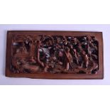 A FINE LATE 18TH CENTURY CHINESE CARVED BOXWOOD PLAQUE Qianlong, carved with figures roaming