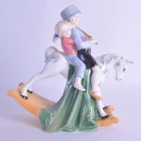 AN UNUSUAL ROYAL DOULTON FIGURE 'HOLD TIGHT' Hn No 3298. 20 cm wide.