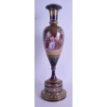 A FINE VIENNA PORCELAIN PEDESTAL VASE ON STAND painted with figures by Rosner, within interiors, the