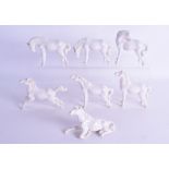 A SET OF SEVEN EARLY 20TH CENTURY CHINESE BLANC DE CHINE HORSES in various forms and sizes.