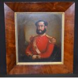 EUROPEAN SCHOOL (19th Century), framed oil on panel, bearded male in military dress. 29 cm x 27 cm.