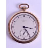 A STYLISH 9CT GOLD TAVANNES POCKET WATCH with silvered dial. 47.1 grams overall. 4.5 cm diameter.