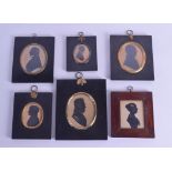 A SET OF SIX 19TH CENTURY FRAMED SILHOUETTES in various forms and sizes. (6)