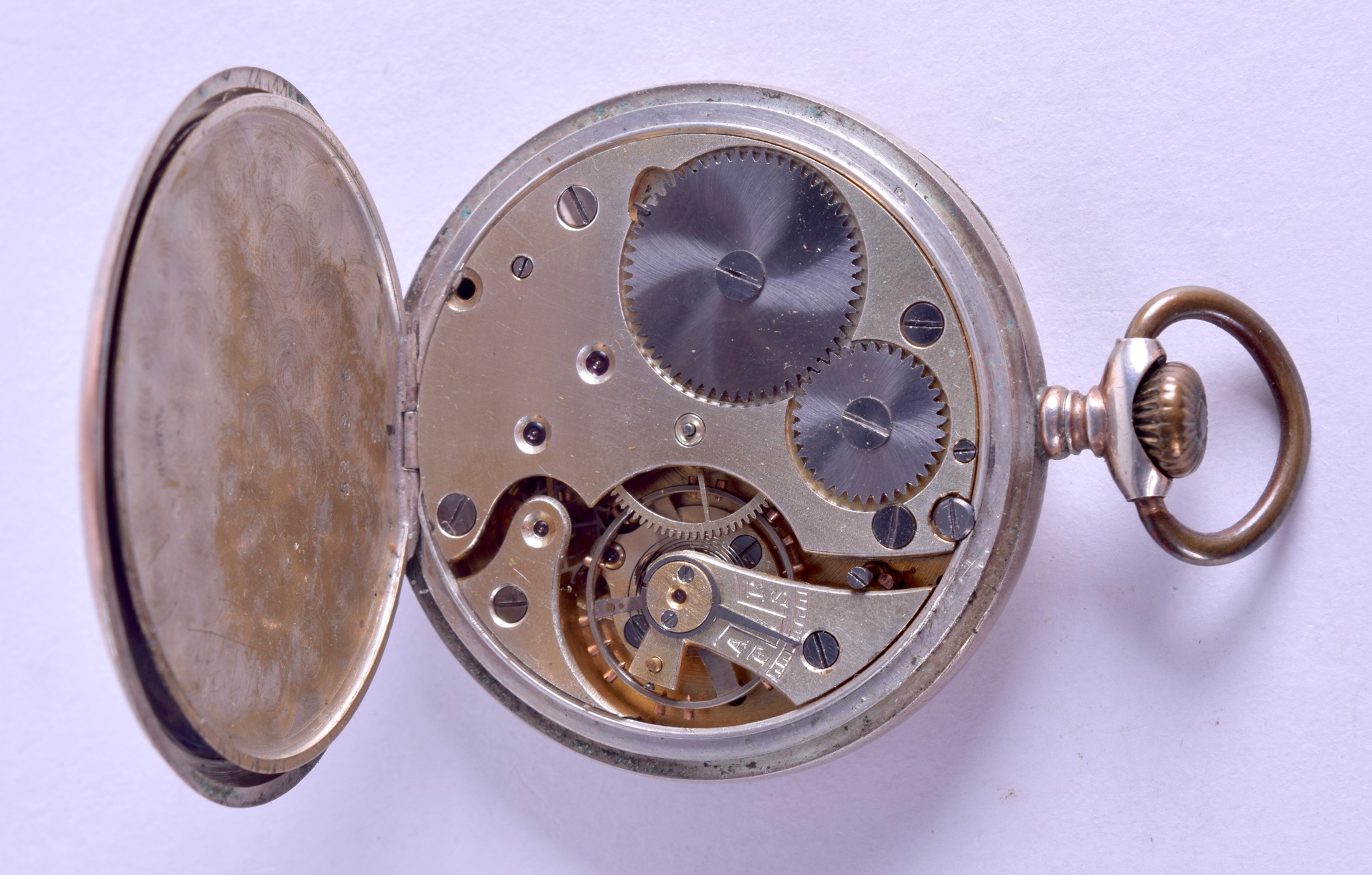 A LATE 19TH CENTURY CONTINENTAL SILVER POCKET WATCH with cream dial and internal red numerals. 4. - Image 2 of 2