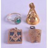 AN ANTIQUE 9CT GOLD AND BLOODSTONE MASONIC PENDANT together with another 9ct Masonic seal & gold and