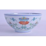 A CHINESE DOUCAI PORCELAIN CIRCULAR BOWL bearing Qianlong marks to base, painted with flowers and