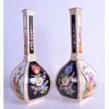 A PAIR OF 19TH CENTURY GERMAN PORCELAIN BOTTLE NECK VASES Augustus Rex, painted with figures and