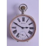 A LARGE OMEGA EIGHT DAY GOLIATH TRAVELLING POCKET WATCH painted with black numerals. 7.25 cm