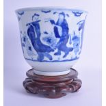 A CHINESE BLUE AND WHITE PORCELAIN BOWL bearing Wanli marks to base, painted with figures within