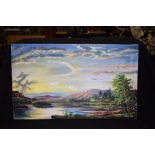 A THOMAS (British), unframed oil on canvas, signed & date '06, continental mountainous river