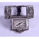 AN EXTREMELY RARE EARLY 20TH CENTURY CHINESE SILVER CLIP WATCH with folding front revealing a