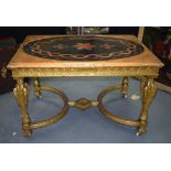 A FINE EARLY 19th CENTURY EUROPEAN CENTRE TABLE with unusual inlaid marble top. The body decorated