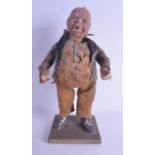 A CHARMING VICTORIAN AUTOMATON PAPIER MACHE FIGURE OF A MALE modelled wearing a waistcoat upon a