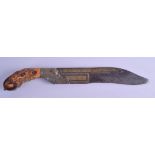 A FINE 18TH CENTURY SINHALESE IVORY HILTED DAGGER with lovely patina, the curved blade inlaid with