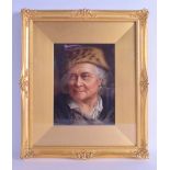 A FINE LATE 19TH CENTURY KPM PORCELAIN PLAQUE by Wagner, after Balthasar Denner, painted with an