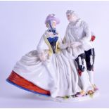 A 19TH CENTURY GERMAN DRESDEN PORCELAIN FIGURAL GROUP depicting a male and female upon a floral
