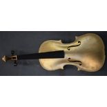 AN EARLY 20TH CENTURY VIOLIN, bearing indistinct label to interior, painted gold.