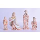 A SET OF FOUR ANTIQUE GERMAN PORCELAIN FIGURES by Ernst Bohne, in various forms. Largest 13 cm high.