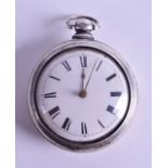 AN ANTIQUE SILVER VERGE POCKET WATCH by Will Hunter of London. 5.5 cm diameter.