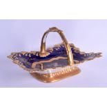 A MID 19TH CENTURY EUROPEAN RECTANGULAR PORCELAIN BASKET in the manner of Worcester, painted with