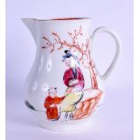 Worcester sparrowbeak jug painted with an oriental figure talking to a child and another figure by