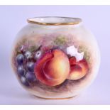 Royal Worcester fruit painted spirally moulded vase signed by Delaney black mark date code for