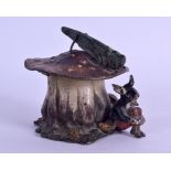 A RARE EARLY 20TH CENTURY AUSTRIAN COLD PAINTED BRONZE INKWELL in the form of a toadstool,