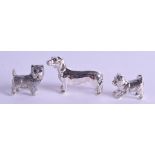 THREE MINIATURE SILVER ANIMALS. (3)