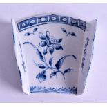 18th c. Derby asparagus server painted with a Narcissus in blue.