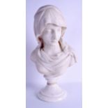 Manner of Jean Baptiste Pigalle (19th Century) An antique carved marble bust of a female, the