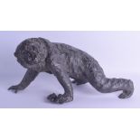 A FINE LARGE 19TH CENTURY JAPANESE MEIJI PERIOD BRONZE OKIMONO in the form of a roaming monkey