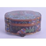 A LATE 19TH CENTURY JAPANESE MEIJI PERIOD CLOISONNE ENAMEL LOBED BOX AND COVER decorated with