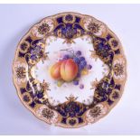 Royal Worcester fine plate painted with apricots and blackberries by Albert Shuck, signed, date code