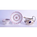 Early 19th c. New Hall cream jug pattern 524 and an 18th c. New Hall teabowl and saucer with Chinese