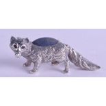 A SILVER FOX PIN CUSHION. 5.5 cm wide.