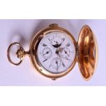 A FINE ANTIQUE 18CT YELLOW GOLD MINUTE REPEATING CHRONOMETER POCKET WATCH with constant running