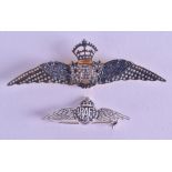 A 9CT GOLD RAF BROOCH together with a similar silver brooch. (2)