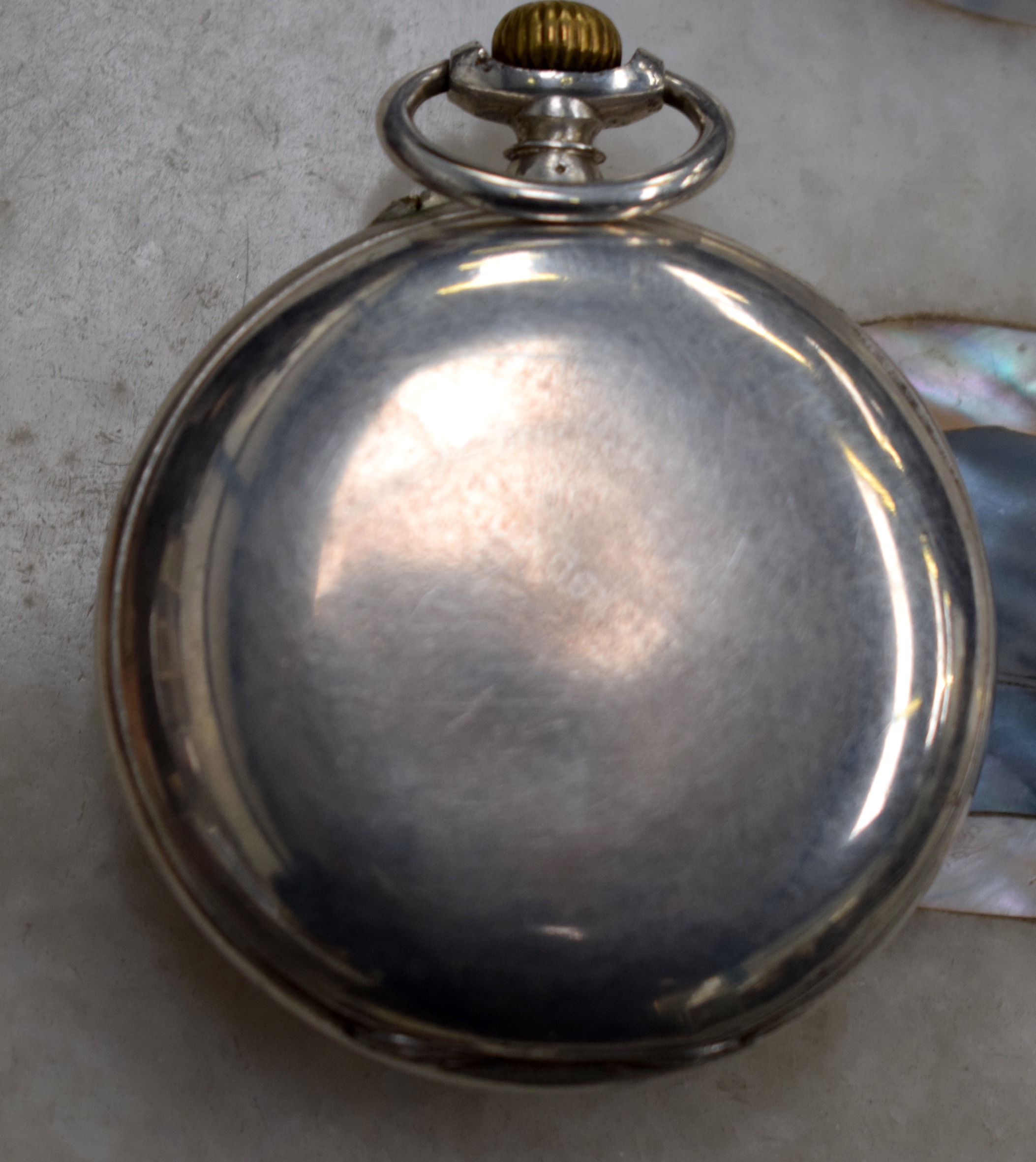 A RARE ANTIQUE PATEK PHILLIPE SILVER TRIPLE DIAL POCKET WATCH with gold and blue highlights. 5.5 - Image 6 of 11