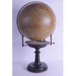 A RARE AND UNUSUAL ANTIQUE GLOBE TERRESTRE GLOBE by Charles Perigot & A P Moraux, with fitted