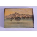 A VICTORIAN MAUCHLINE WARE CARD CASE painted with a view of Benlomond. 10 cm x 7.25 cm.