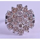 AN 18CT WHITE GOLD AND DIAMOND CLUSTER RING comprising of approx twenty 0.2ct stones. Size K.